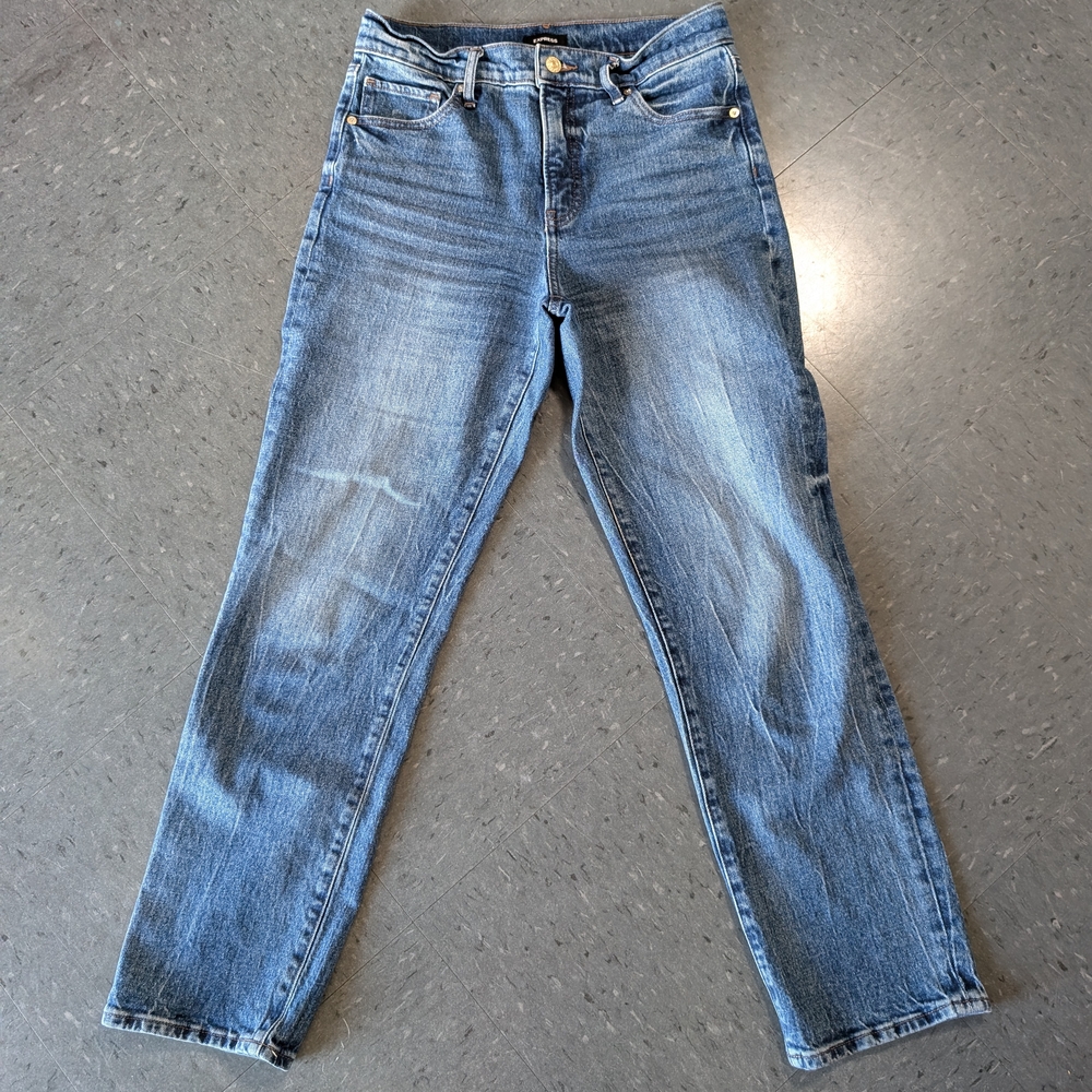 Express Straight Ankle High Rise Blue Jeans 6L